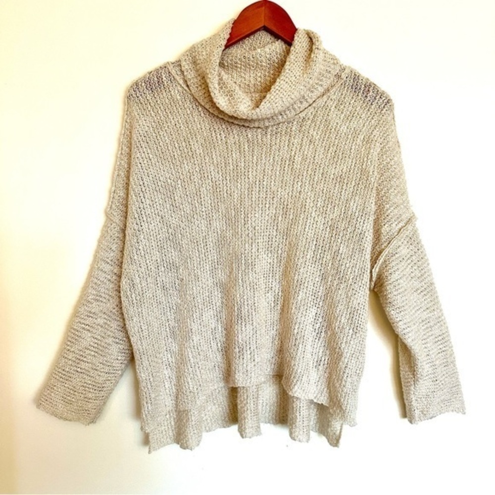 Altar’d State Cowl Turtleneck Sweater Cream Size Small